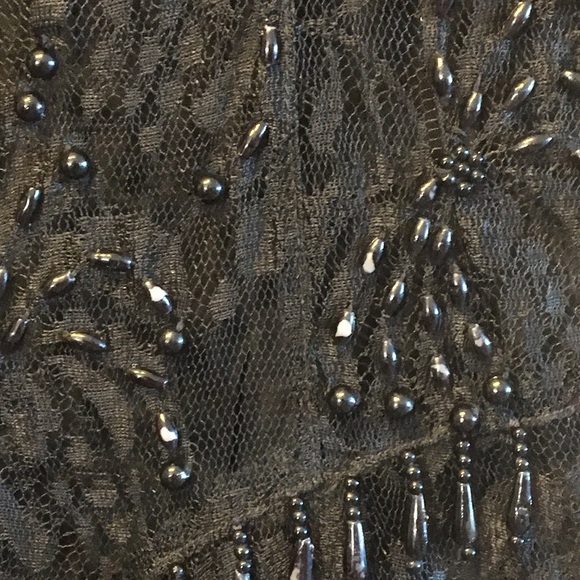 Vintage Gothic Beaded Lace Black Maxi Dress. Medium - Picture 7 of 14